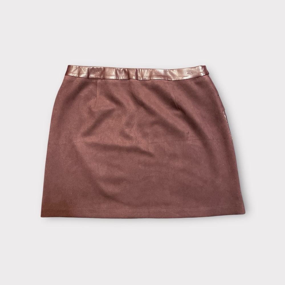 Marc New York Burgundy Faux Leather and Suede Skirt - Picture 2 of 6